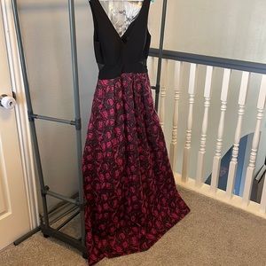 Escape size 8 dress black and roses. Garden formal